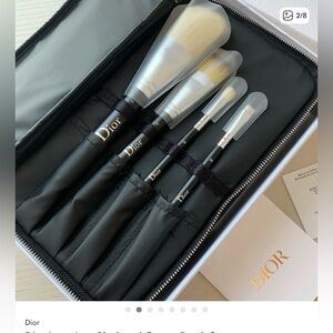NEW Black Dior Makeup Pouch and Brush Set
